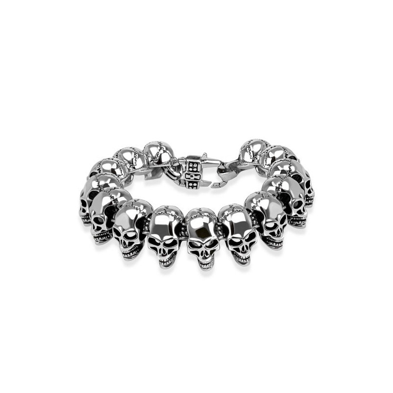 Bracelet biker skull homme