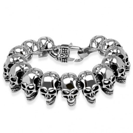 Bracelet biker skull homme