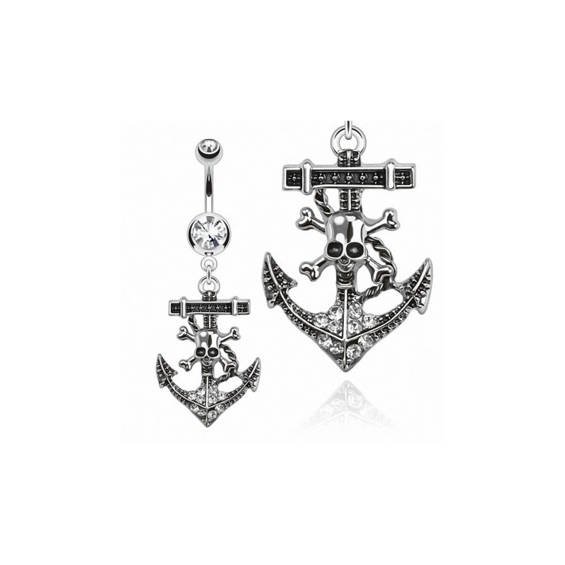 Piercing nombril ancre marine Tête de Pirate