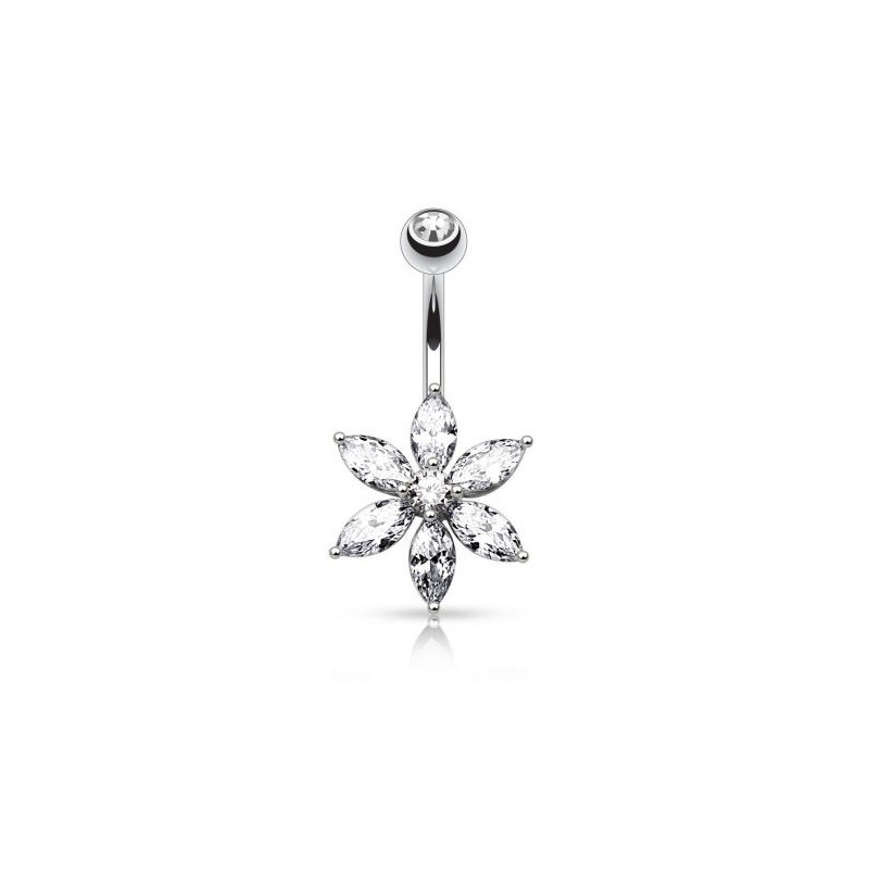 Piercing Nombril Fleur 6 pétales cristal Piercing Nombril Fleur 6 pétales cristal