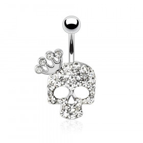 Piercing Nombril  Tête de Mort Cristal blanc