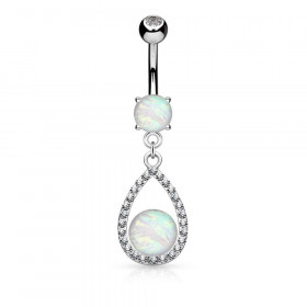 Piercing nombril Goutte Opale cristal