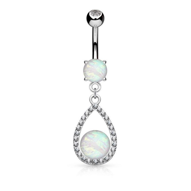 Piercing nombril Goutte Opale cristal