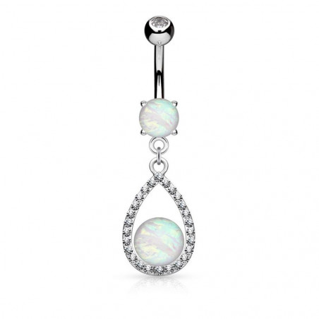 Piercing nombril Goutte Opale cristal