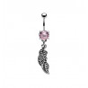 piercing nombril plume rose