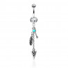 Piercing nombril plume et flèche cristal blanc