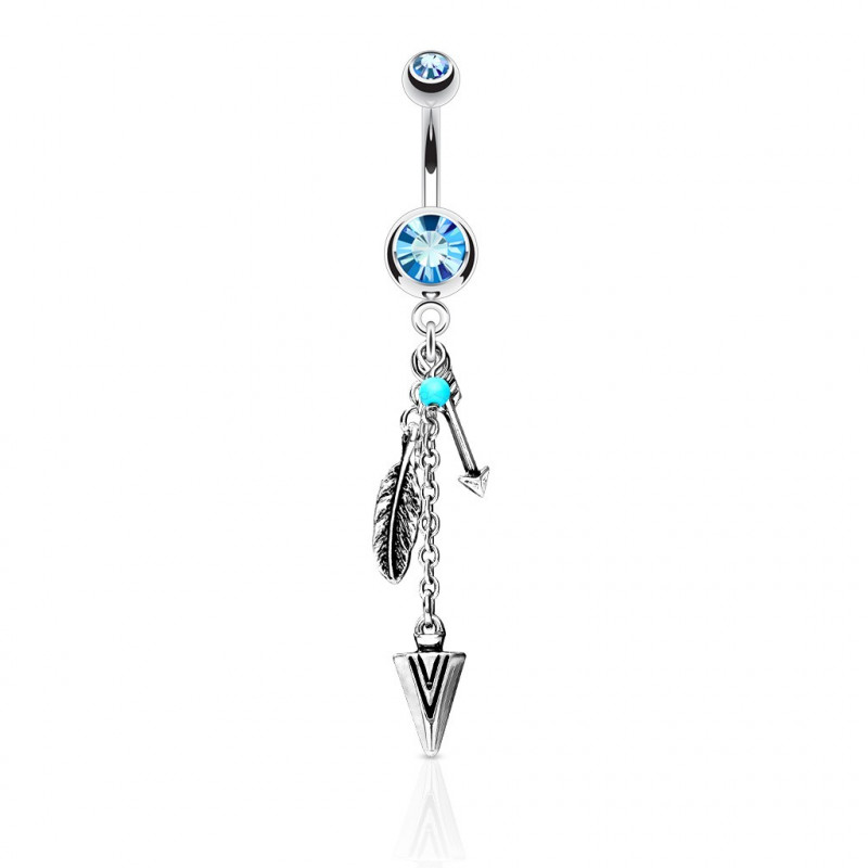 Piercing nombril plume et flèche