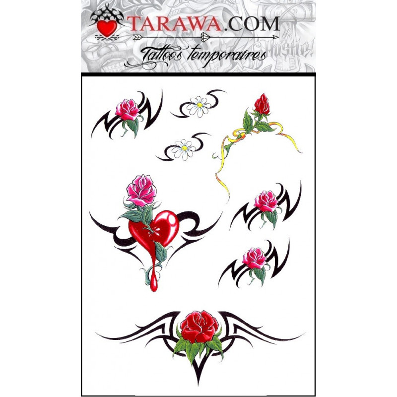 tatouage éphémère rose tribal