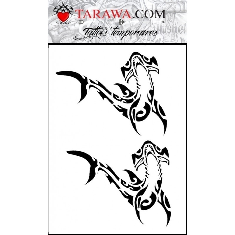 tatouage éphémère requin marteau polynésien