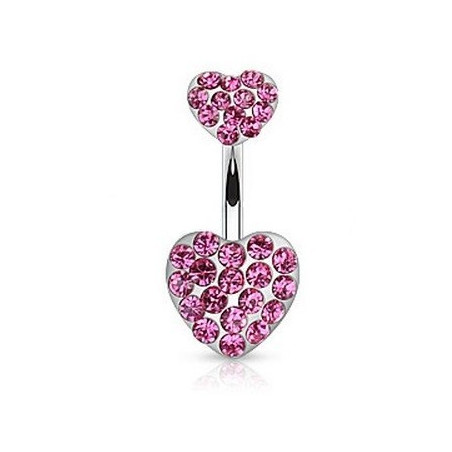 piercing nombril strass rose