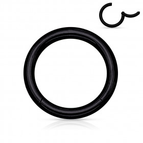 Anneau piercing clip acier noir 1,2 mm