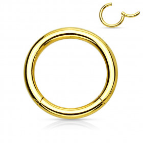 Anneau piercing clip acier doré 1,2 mm