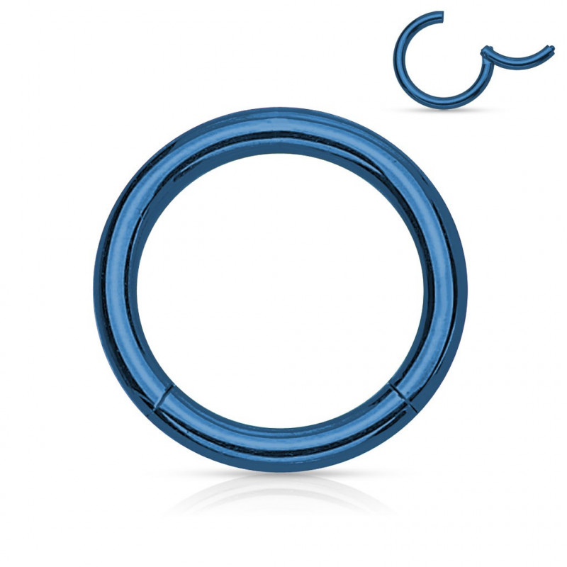 Anneau piercing clip acier bleu 1,2 mm