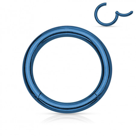 Anneau piercing clip acier bleu 1,2 mm