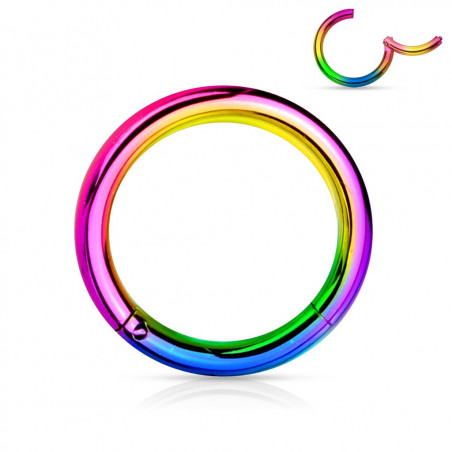 Piercing anneau clip acier multicolore 1,2 mm