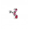 piercing oreille triple strass rose