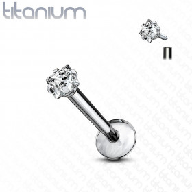 Piercing labret titane cristal carrée 2 mm