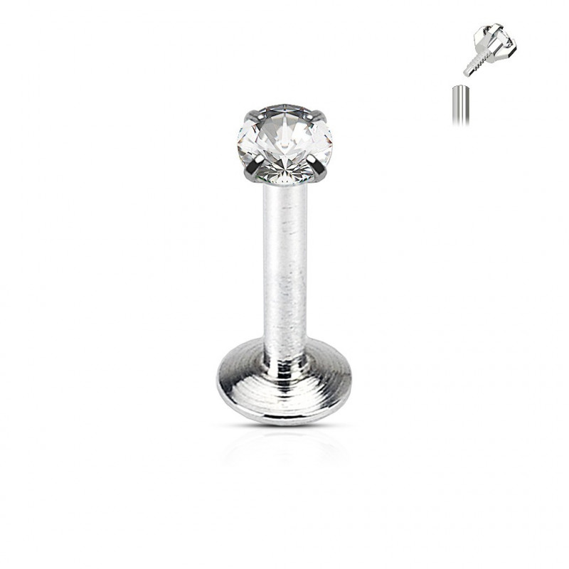 Piercing lèvre cristal rond 3mm Piercing lèvre cristal rond 3mm