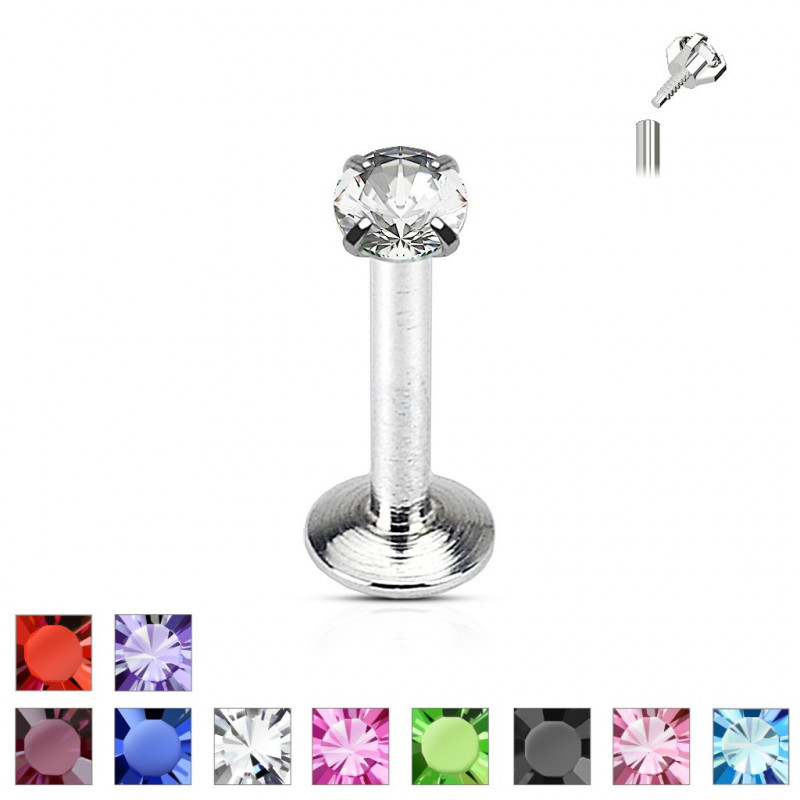 Piercing labret cristal rond 2 mm