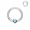 piercing anneau bille strass bleu turquoise