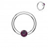 piercing anneau strass violet