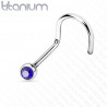 Piercing nez titane cristal bleu