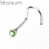 Piercing nez titane cristal couleur vert