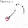 Piercing nez titane cristal couleur rose