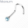 Piercing nez titane cristal couleur turquoise