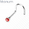 Piercing nez titane cristal couleur rouge