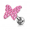 Piercing cartilage papillon strass rose