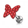 Piercing cartilage papillon strass couleur rouge