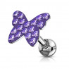 Piercing cartilage papillon strass couleur lavande violet