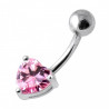 Piercing nombril coeur argent couleur rose