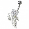 piercing nombril rose en argent pour femme