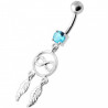 Piercing nombril attrapeur de rêves pour femme cristal turquoise