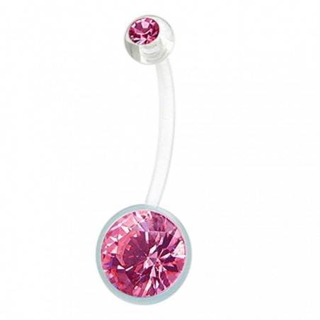 GBJUK Piercing Nombril Grossesse Bioflex Cœur Pierre Transparente 14g 1.6mm X 25mm