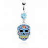 piercing nombril skull mexicaine couleur bleu