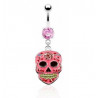 piercing nombril skull mexicaine couleur rose