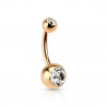 Piercing nombril doré classique cristal claire