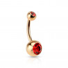 Piercing nombril doré classique cristal rouge