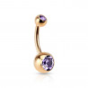 Piercing nombril doré classique cristal violet