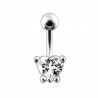 Piercing nombril cœur argent cristal blanc