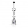 Piercing nombril fleur et zirconium en cage