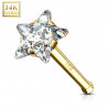 Piercing nez tige droite en or jaune 14 carats forme étoile diamant