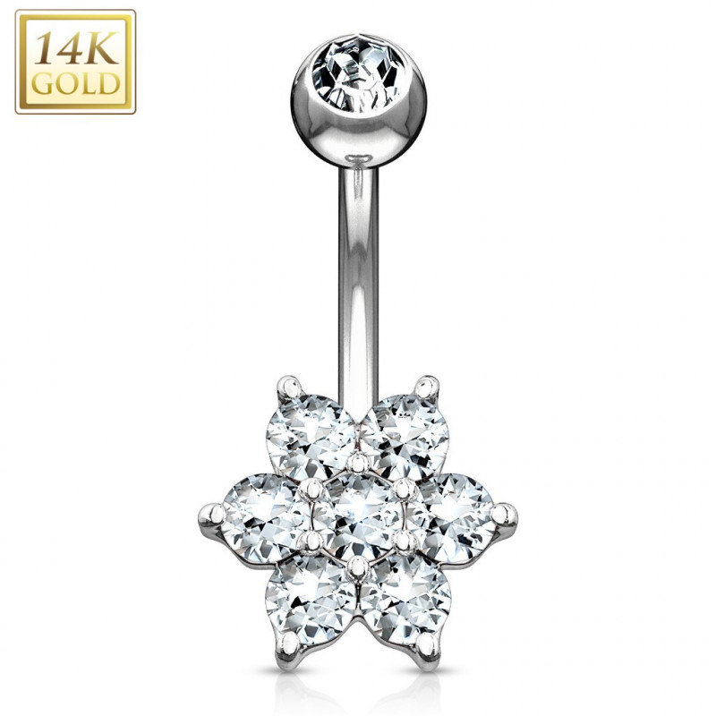 Barre De Nombril Piercing Argent 925 – Tige 14G (1,6mm), Longueur 10mm, Avec Cristal Zircon Cubique