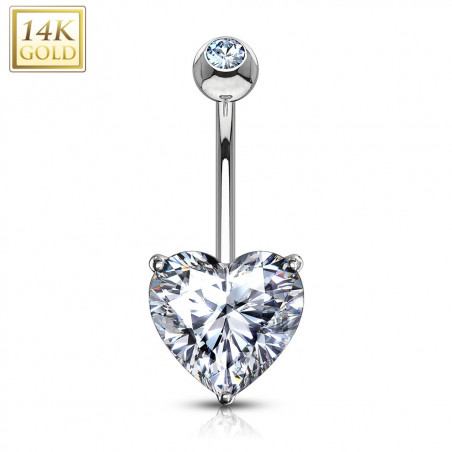 piercing ventre coeur en or blanc pour femme