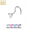 piercing nez or blanc coeur pour femme