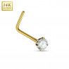 piercing nez or massif forme L discret cristal