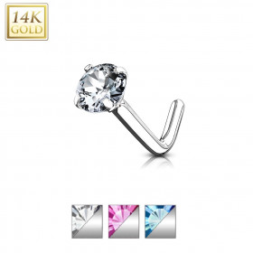 piercing nez or blanc véritable classique forme L